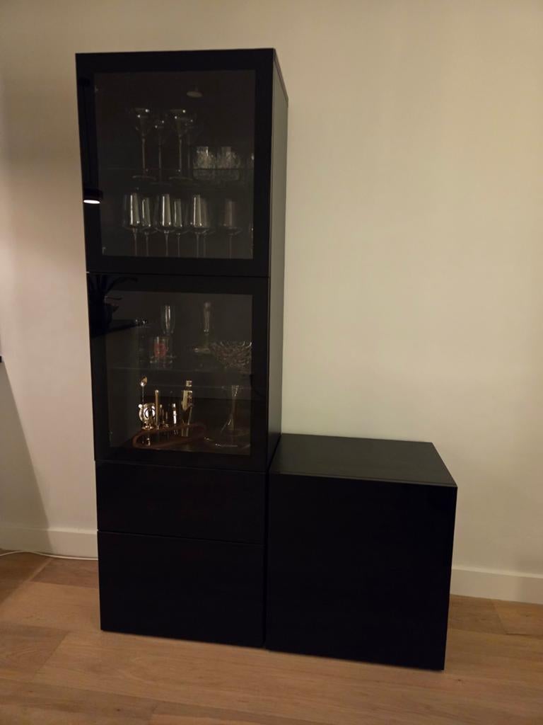 IKEA Bestå kasten met glazen deuren en lades, Ophalen, Gebruikt, Glas, 50 tot 100 cm