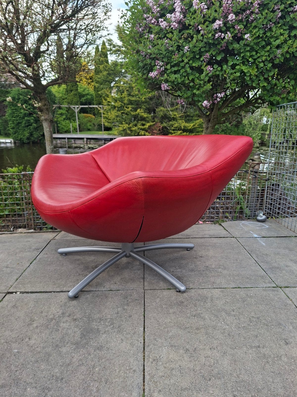 Label Gigi fauteuil van Gerard van den Berg - Tomato leer, Ophalen, 75 tot 100 cm, Zo goed als nieuw, Leer