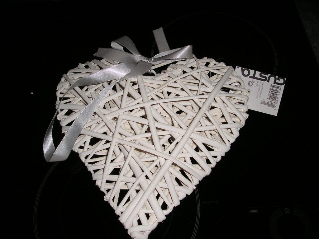 NIEUW - wit rieten hart, Ophalen, Nieuw, Wandhanger