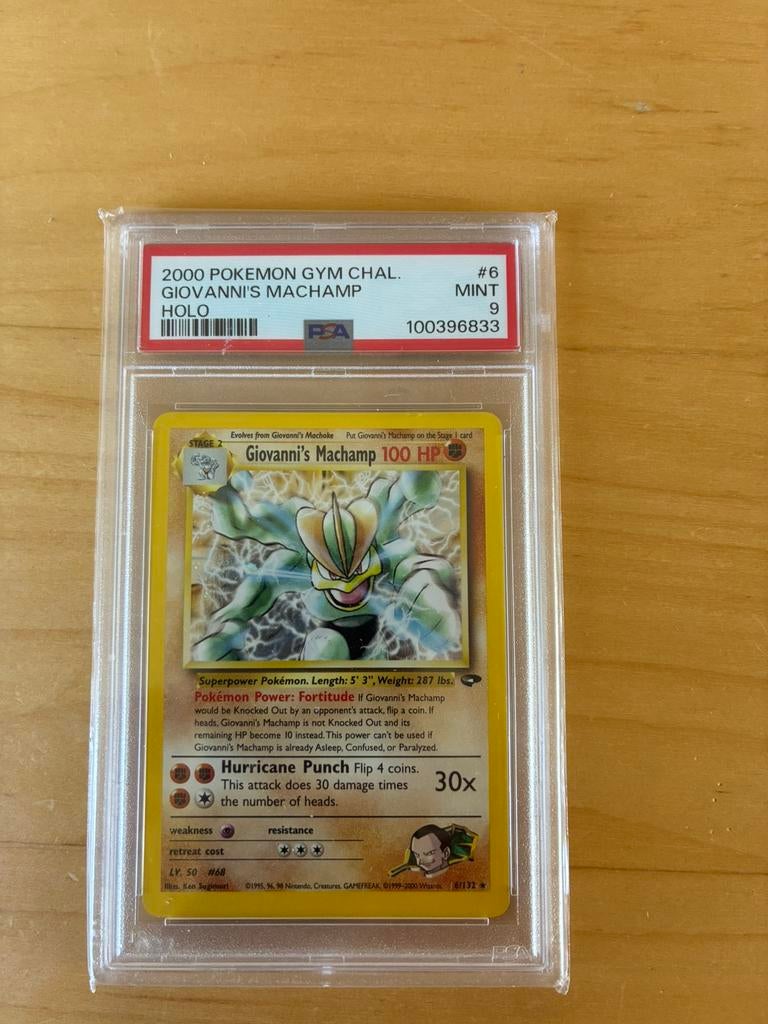 5/132 Giovanni’s Machamp - HOLO - PSA 9, Hobby en Vrije tijd, Ophalen of Verzenden, Zo goed als nieuw