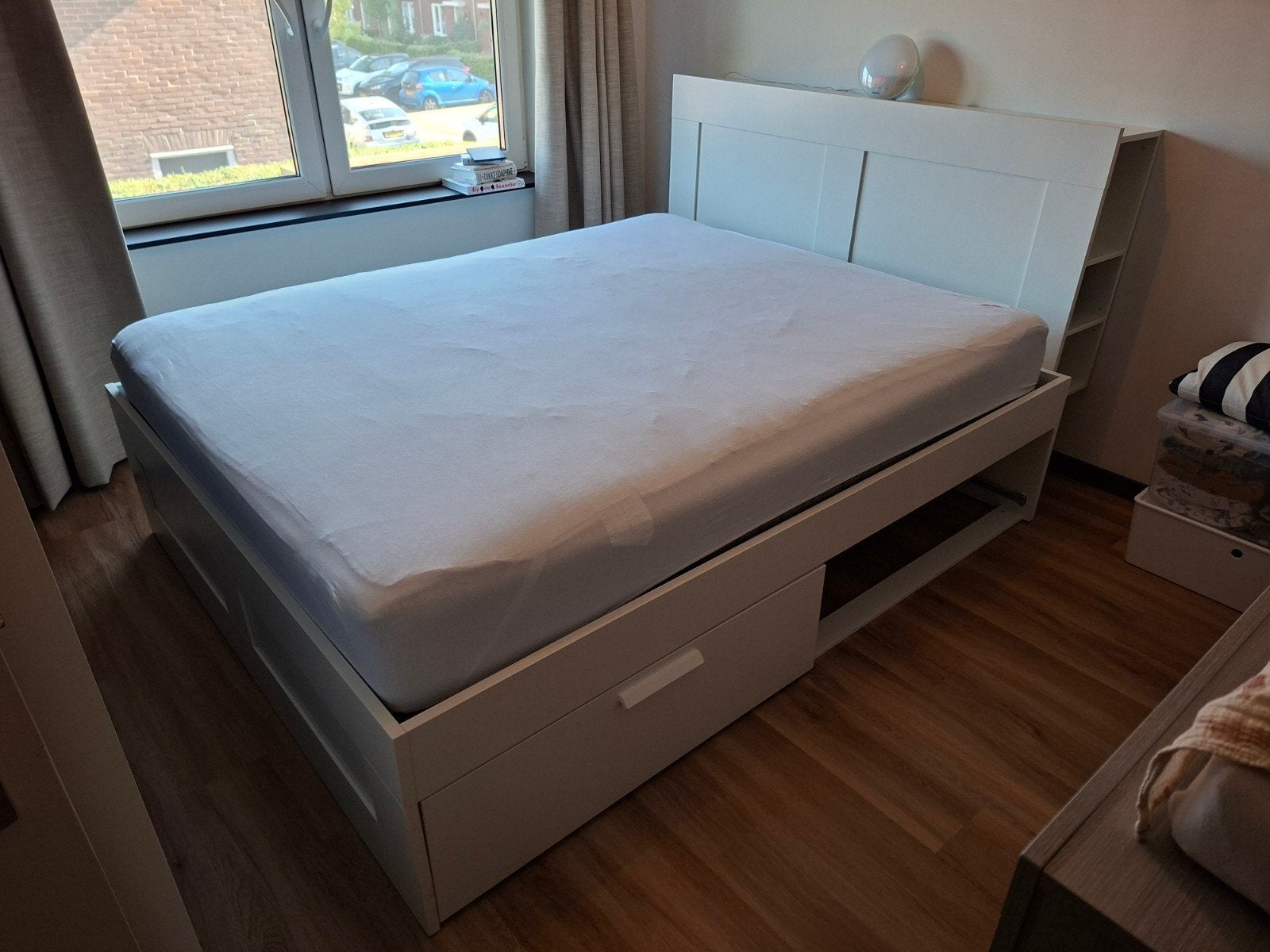 Gratis af te halen Ikea Brimnes bed 160x200, Huis en Inrichting, Slaapkamer | Bedden, Ophalen, Gebruikt, Wit, Tweepersoons