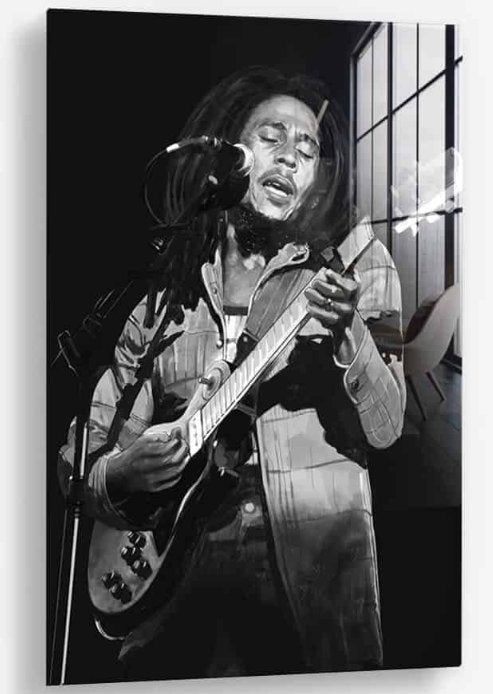 Glasschilderij Bob Marley 100x150 - Gehard glas, Ophangklaar, Glas, Ophalen of Verzenden, Print