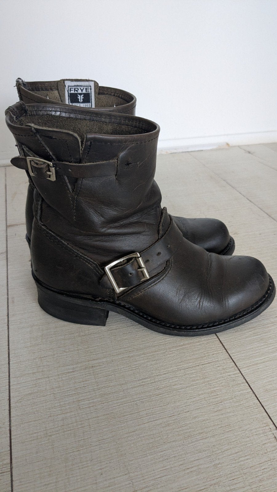Frye leren biker boots - Maat 37, Kleding | Dames, Schoenen, Bruin, Lage of Enkellaarzen, Ophalen of Verzenden, Frye
