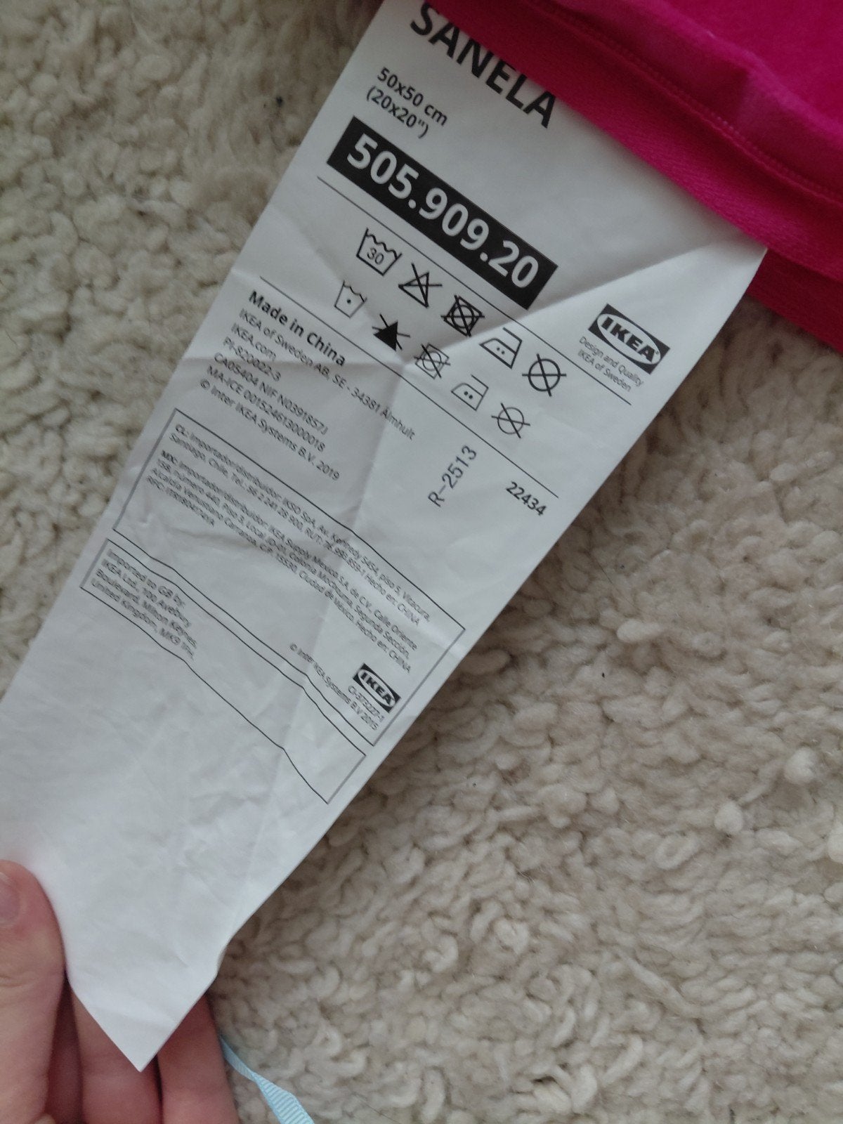 IKEA Sanela kussensloop roze fluweel zgan, Ophalen, IKEA, Zo goed als nieuw, Roze