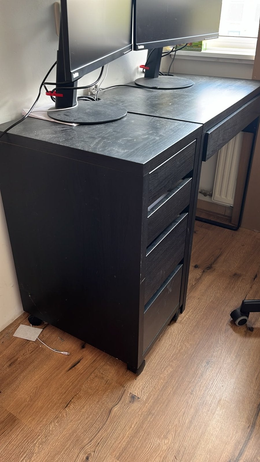 IKEA Bureau met ladeblok - Zwart (50x108x75 cm), Ophalen, Zwart, Gebruikt, Met lades