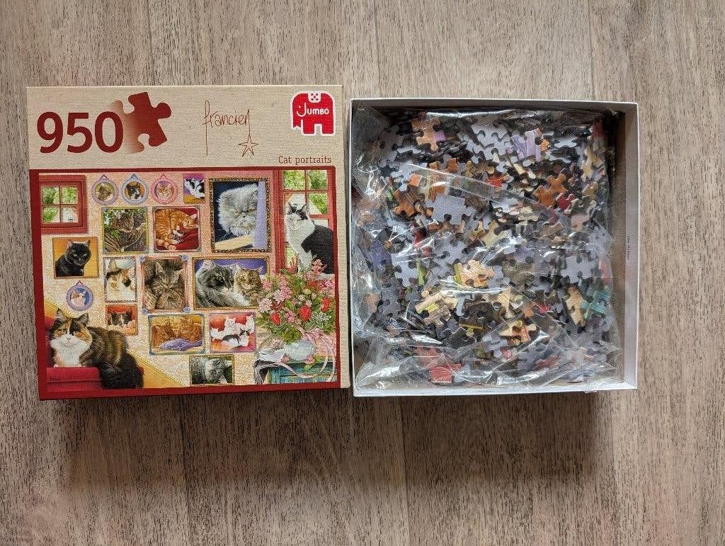 Poezen puzzel, Francien, Cats Portraits; katten, Ophalen of Verzenden, 500 t/m 1500 stukjes, Zo goed als nieuw, Legpuzzel