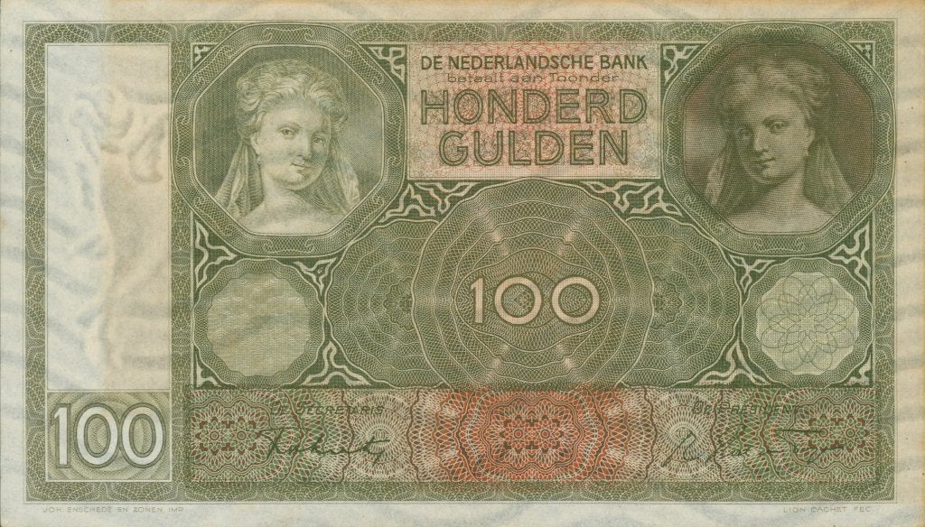 BANKBILJET 1930 (UNC) : 100 GULDEN VROUWENKOP KF 041817, Postzegels en Munten, Bankbiljetten | Nederland, Verzenden, 100 gulden