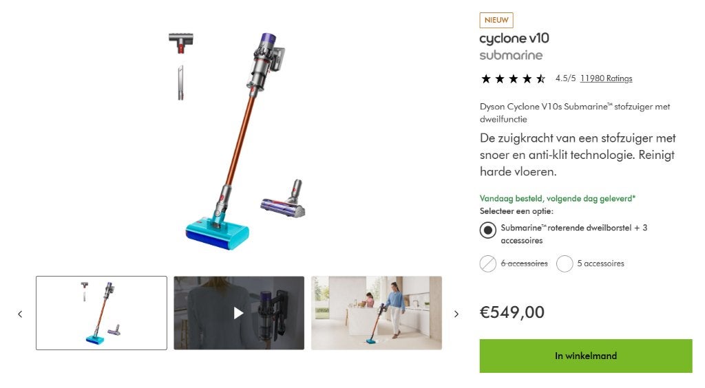 Dyson Cyclone V10s Submarine 200 EURO KORTINGSCODE, Combi-reiniger, Nieuw, Ophalen of Verzenden, Dyson