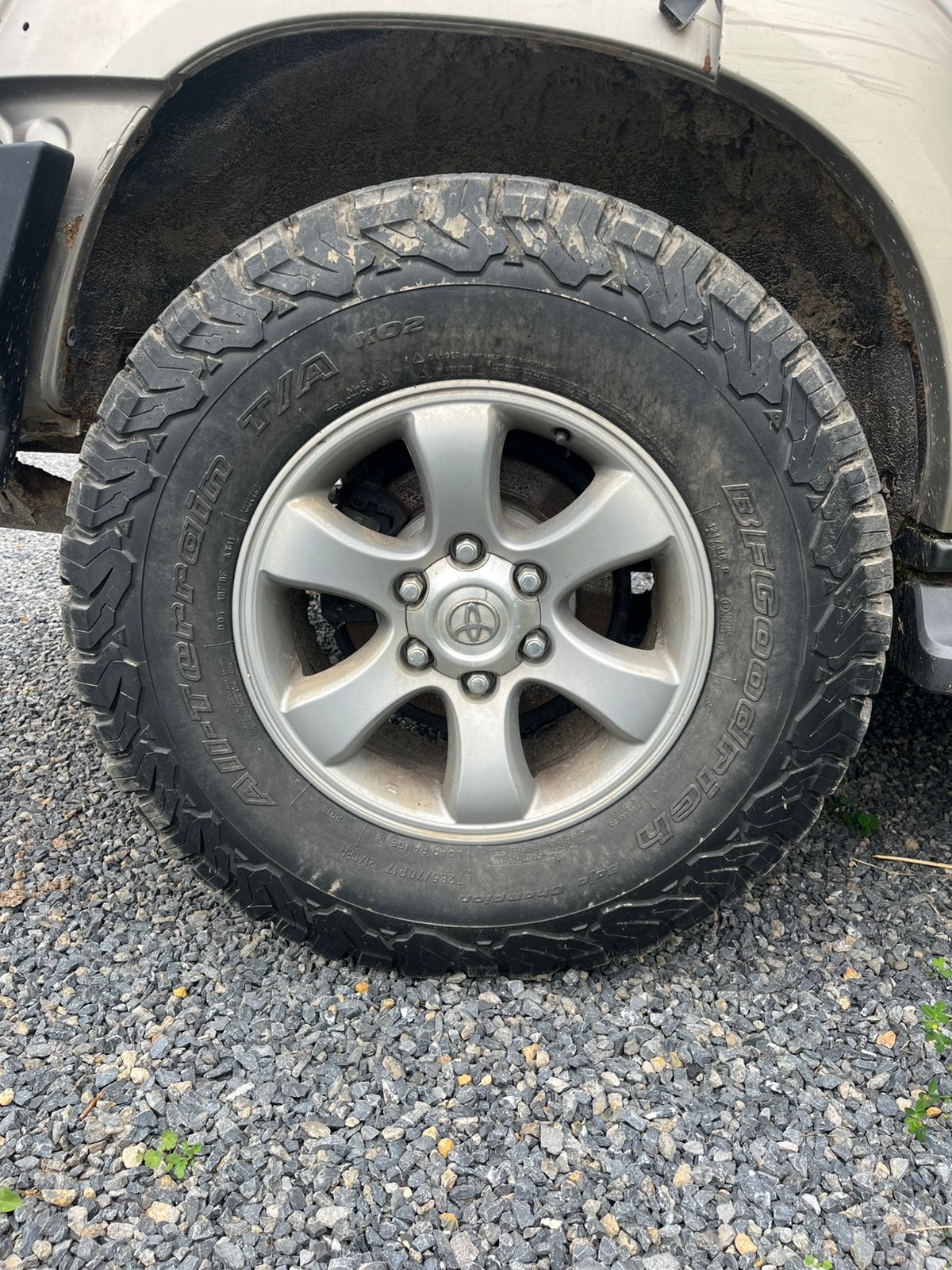 4 Toyota velgen met bf goodrich baja champion all terrain, Ophalen, Gebruikt, 285 mm, Banden en Velgen