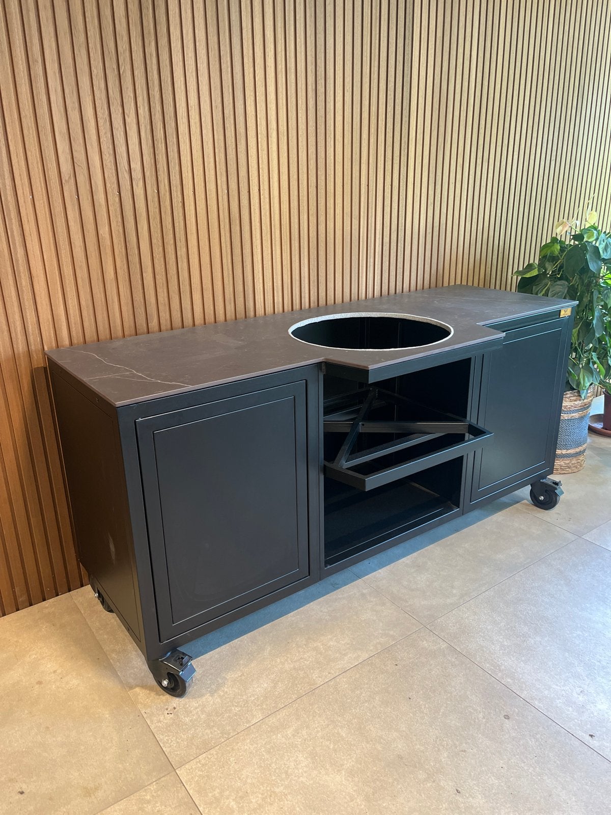 Luxe buitenkeuken voor Kamado (uitsparing Grill Bill pro), Ophalen of Verzenden, Nieuw, Houtskool, Vrijstaand