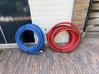 Bonfix 26x3 alupress buis geïsoleerd rood en blauw, Doe-het-zelf en Verbouw, Buizen en Afvoer, Ophalen, 6 meter of meer, Overige typen
