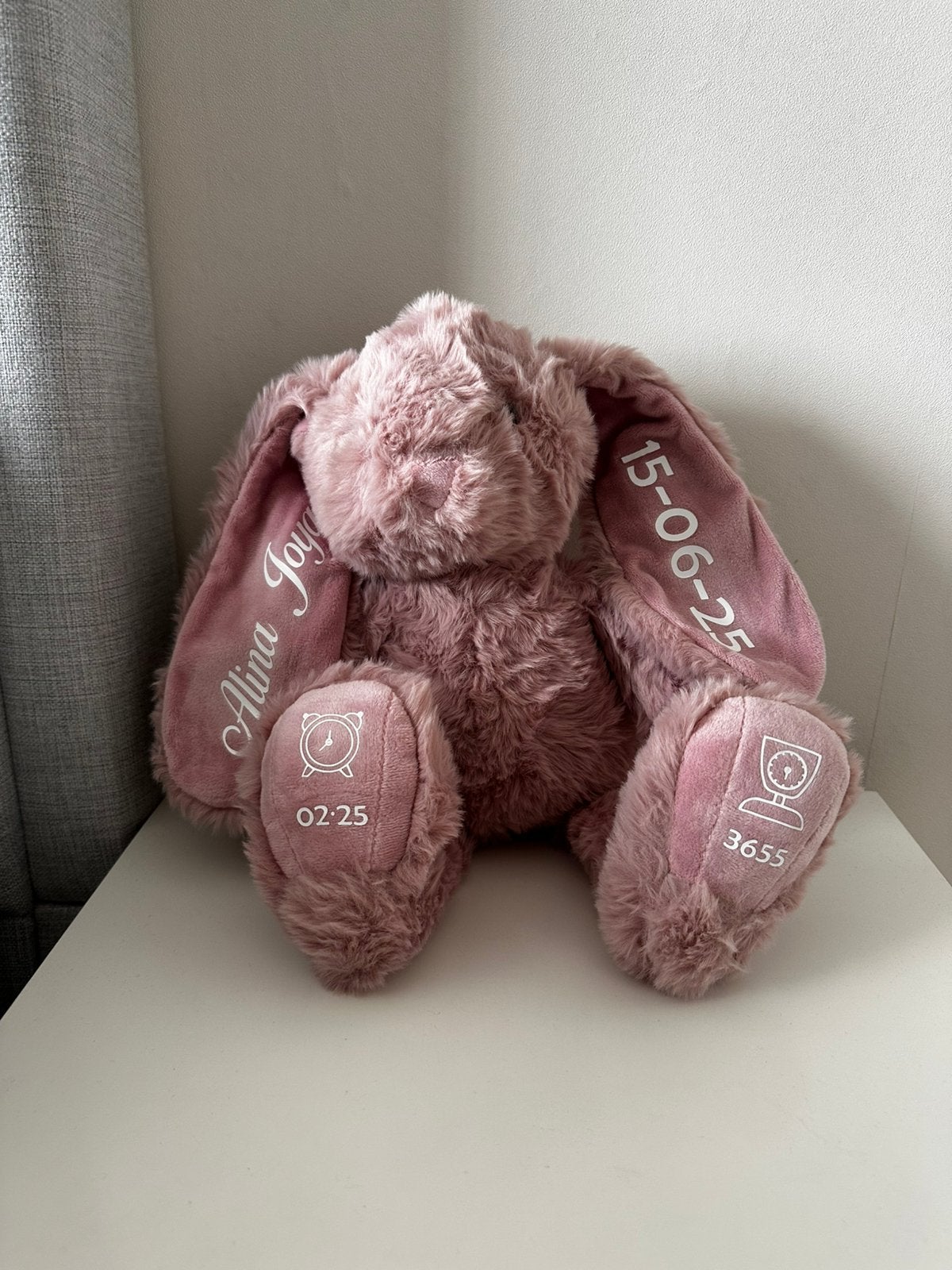 Geboorte knuffel met tekst naar wens, Kinderen en Baby's, Kraamcadeaus en Geboorteborden, Ophalen of Verzenden, Nieuw, Kraamcadeau
