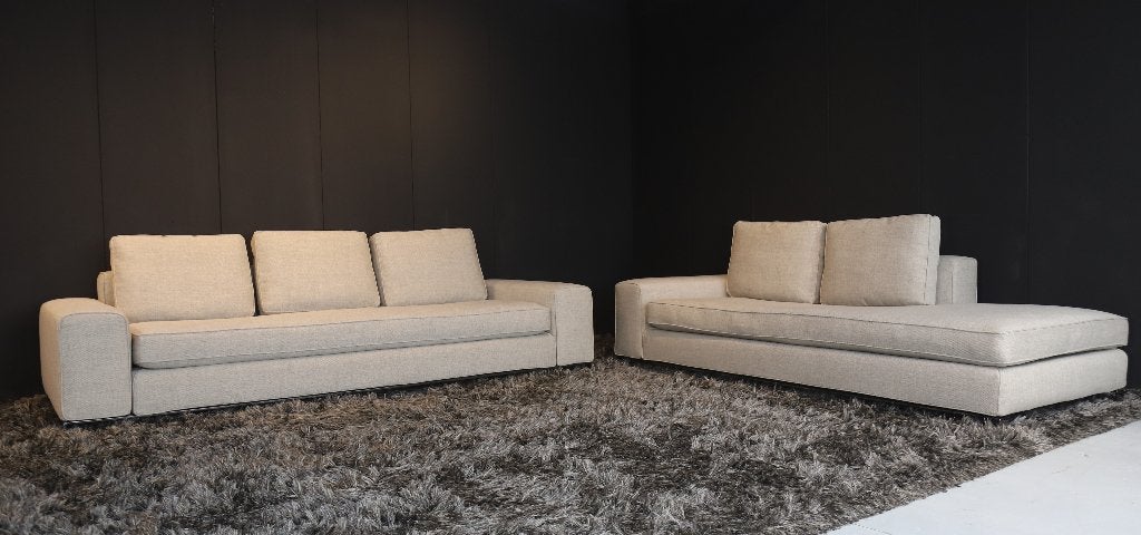 Minotti Williams 3-zitsbank met lounge – nieuw gestoffeerd
