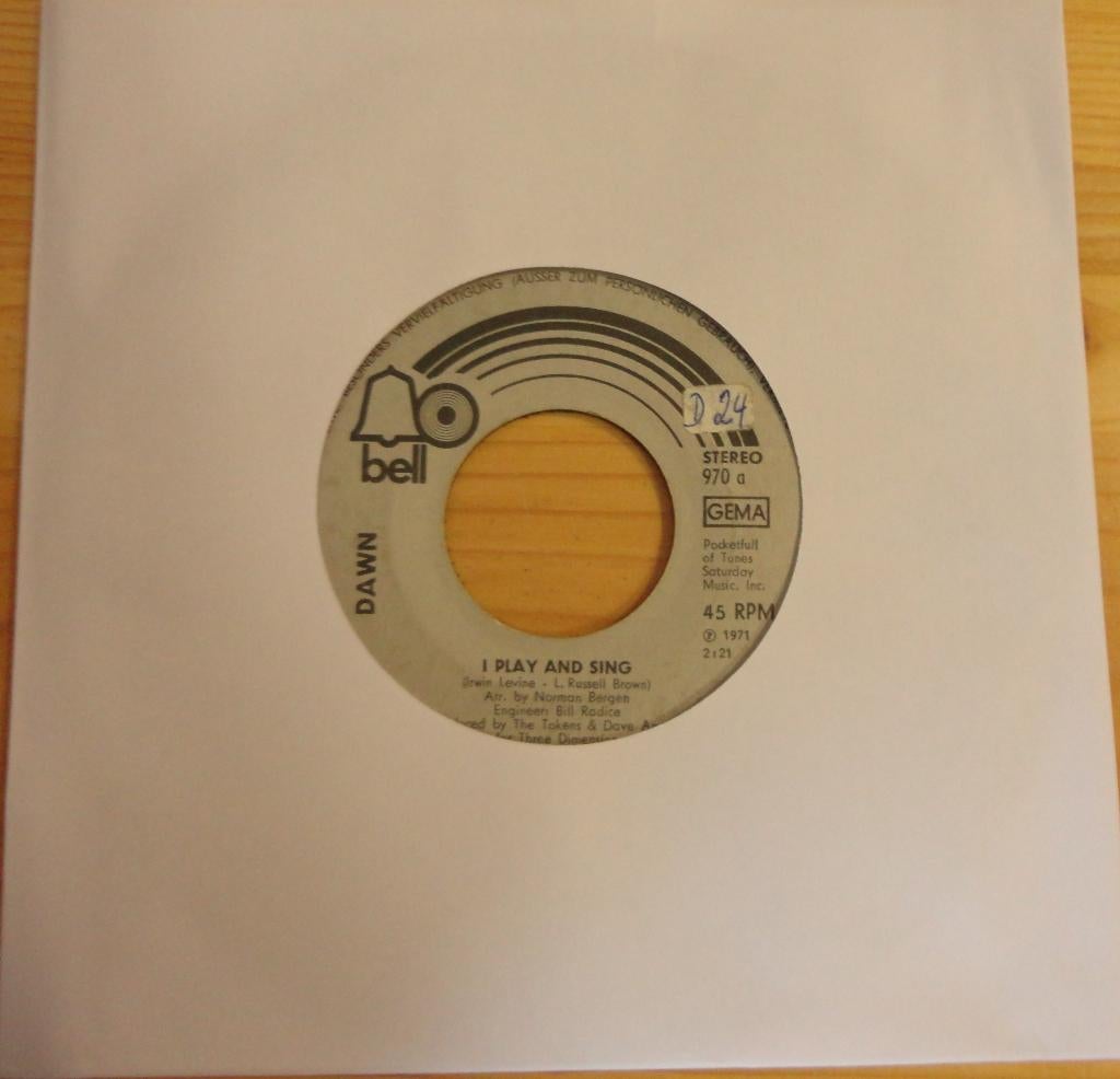Dawn > I play and sing, Gebruikt, 7 inch, Single, Ophalen of Verzenden