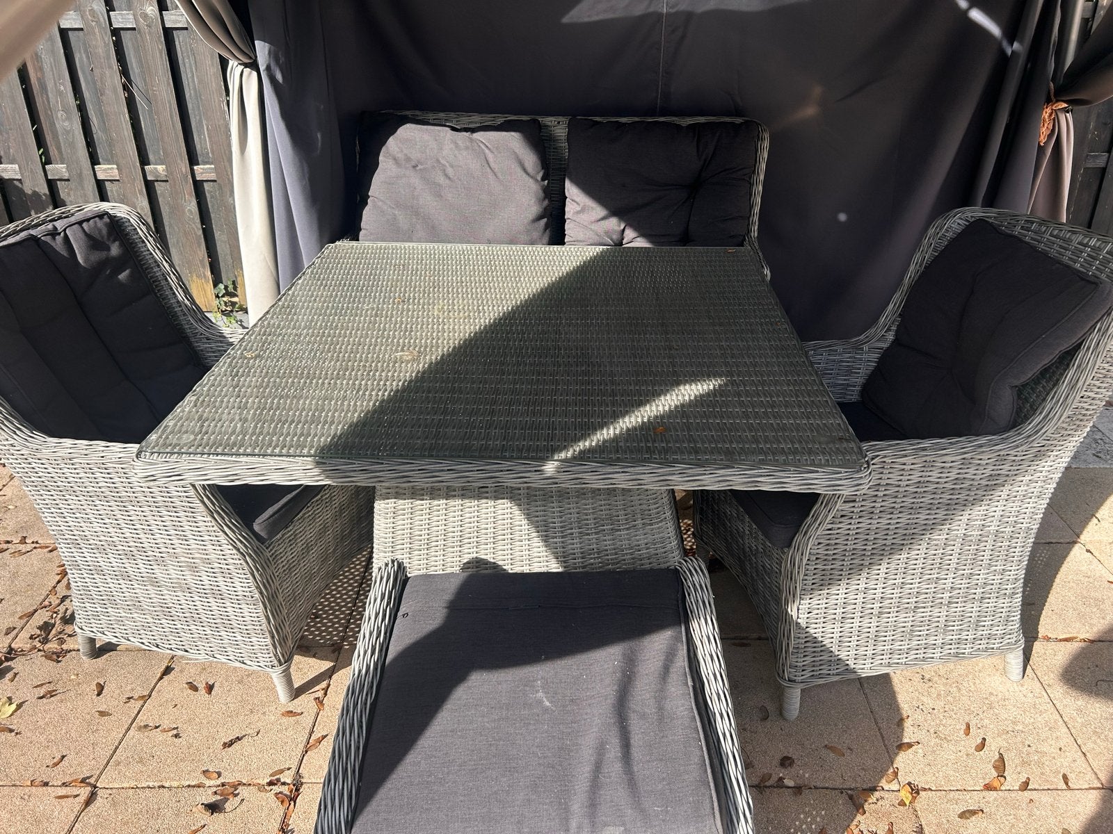Zo goed als nieuwe loungeset met tafel en stoelen, Tuin en Terras, 4 zitplaatsen, Ophalen of Verzenden, Zo goed als nieuw, Loungeset