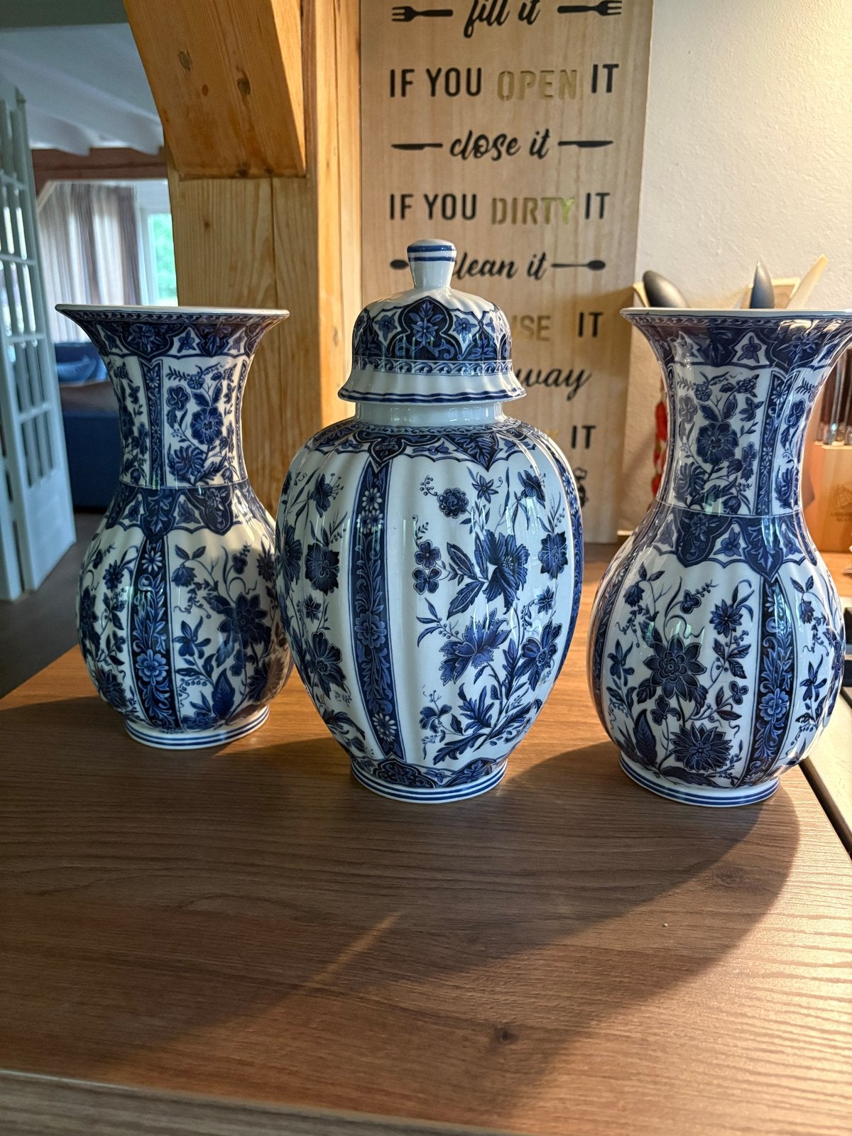 Prachtige Italiaanse keramische vazen set - Blauw/Wit, Ophalen