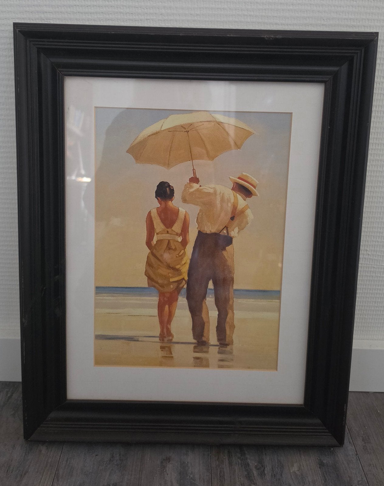 Reproductie "Mad Dogs" Jack Vettriano in zwarte lijst, Ophalen of Verzenden