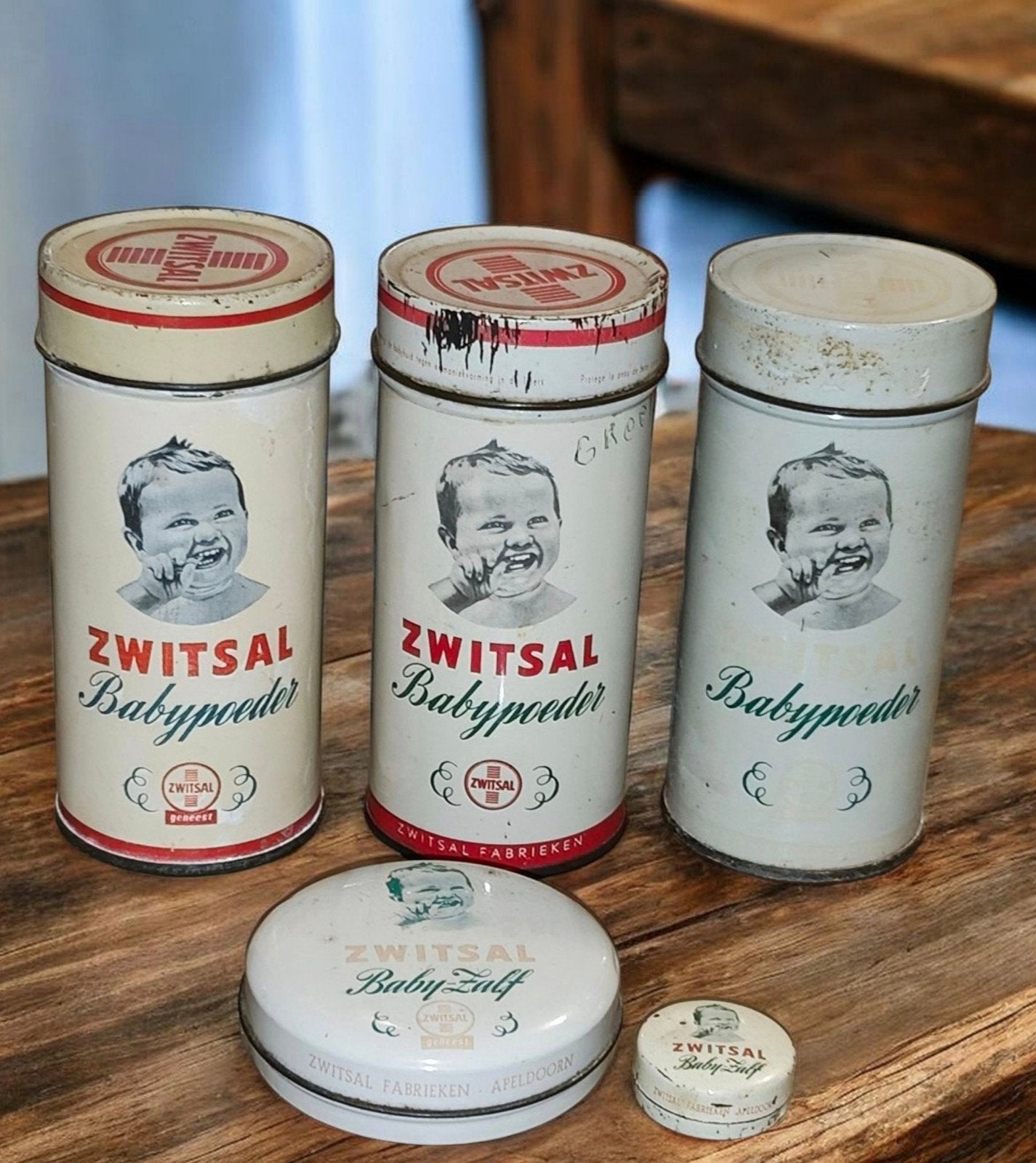 Vintage Zwitsal Babypoeder en Babyzalf Blikken Collectie, Ophalen of Verzenden