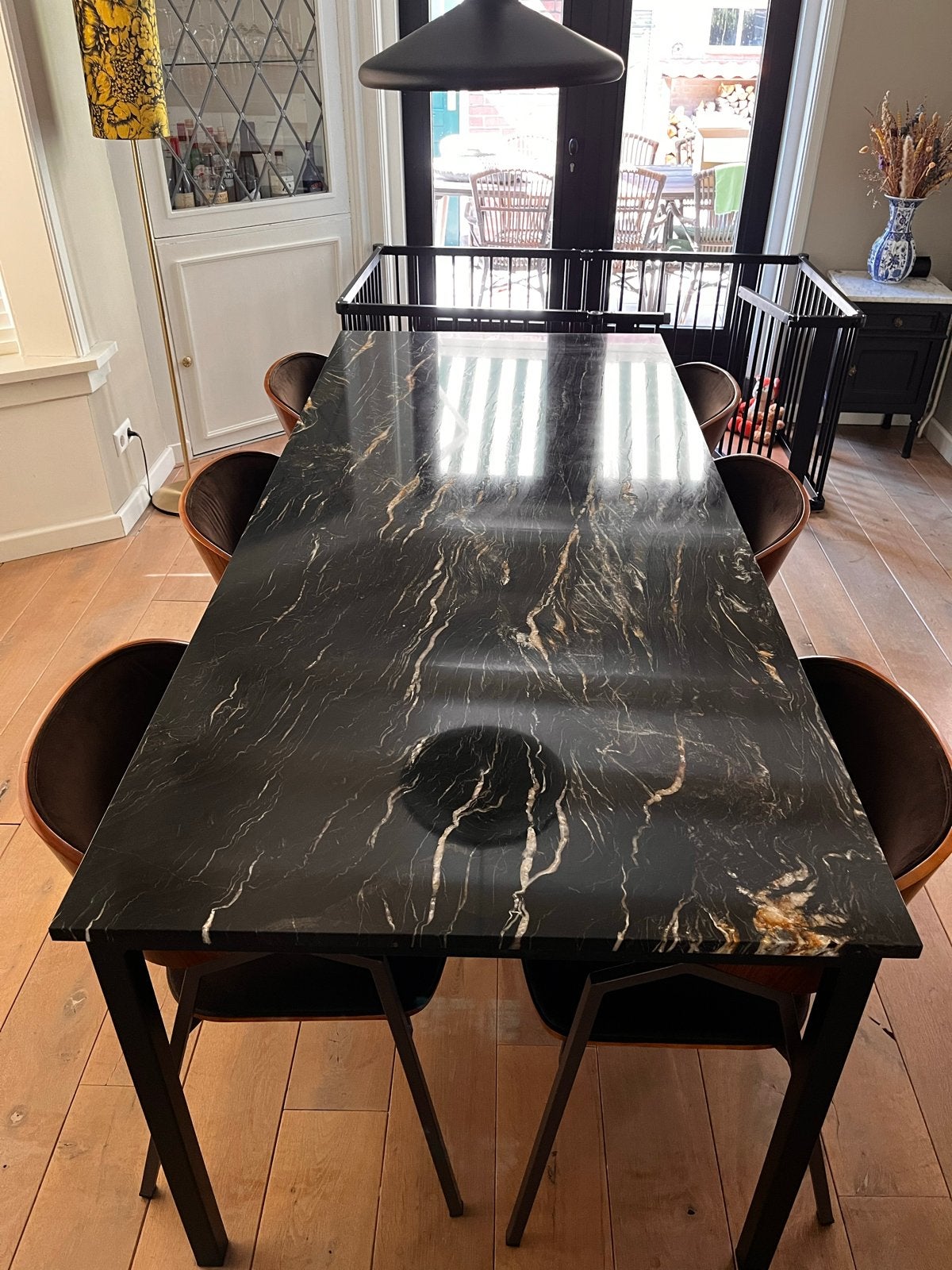 Op Maat Gemaakte Marmeren Belvedere Kwartsiet Eettafel, Huis en Inrichting, Tafels | Eettafels, Ophalen, Overige materialen, 200 cm of meer