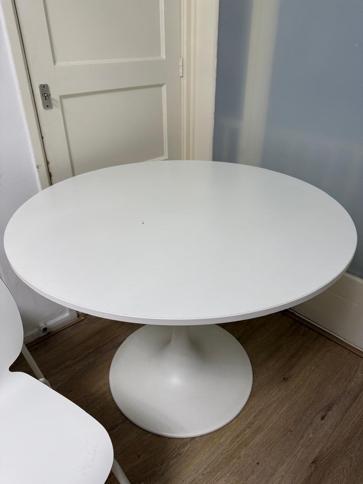 Witte ronde eettafel IKEA DOCKSTA - 103 cm, Huis en Inrichting, Ophalen, Kunststof, Gebruikt, 100 tot 150 cm