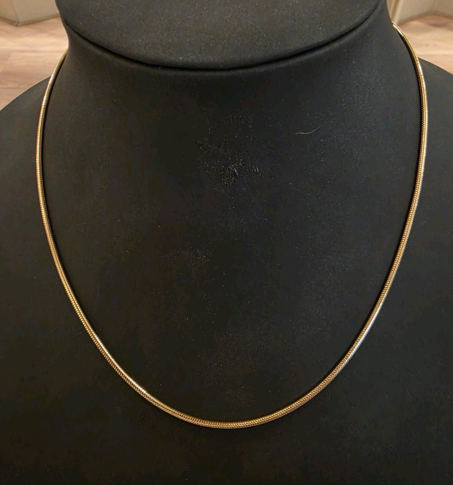 14 karaats gouden slang collier geelgoud 42 cm, Verstelbaar, Ophalen of Verzenden, Zo goed als nieuw, Goud