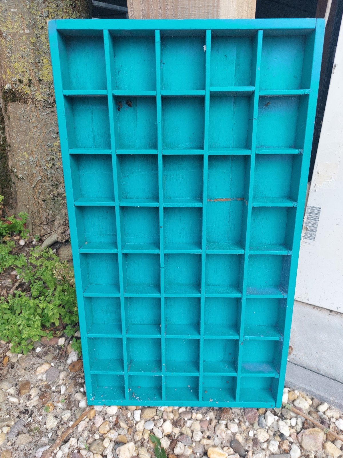 Vintage letterbak / sorteerbak in turquoise, Ophalen of Verzenden, Gebruikt