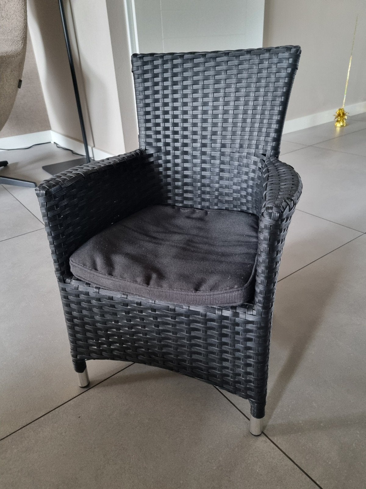 Zwarte kinder fauteuil / tuinstoel, Tuin en Terras, Ophalen, Gebruikt, Wicker