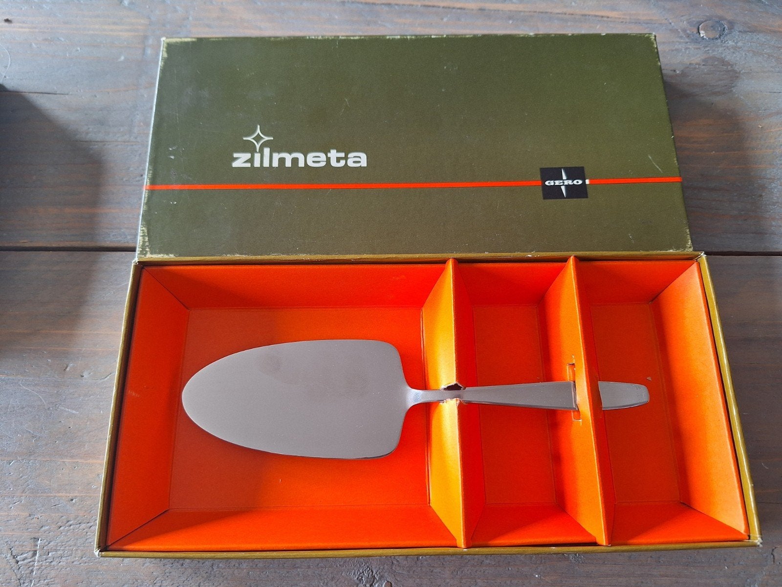 Vintage Gero Zilmeta taartschep- originele retro verpakking, Ophalen of Verzenden