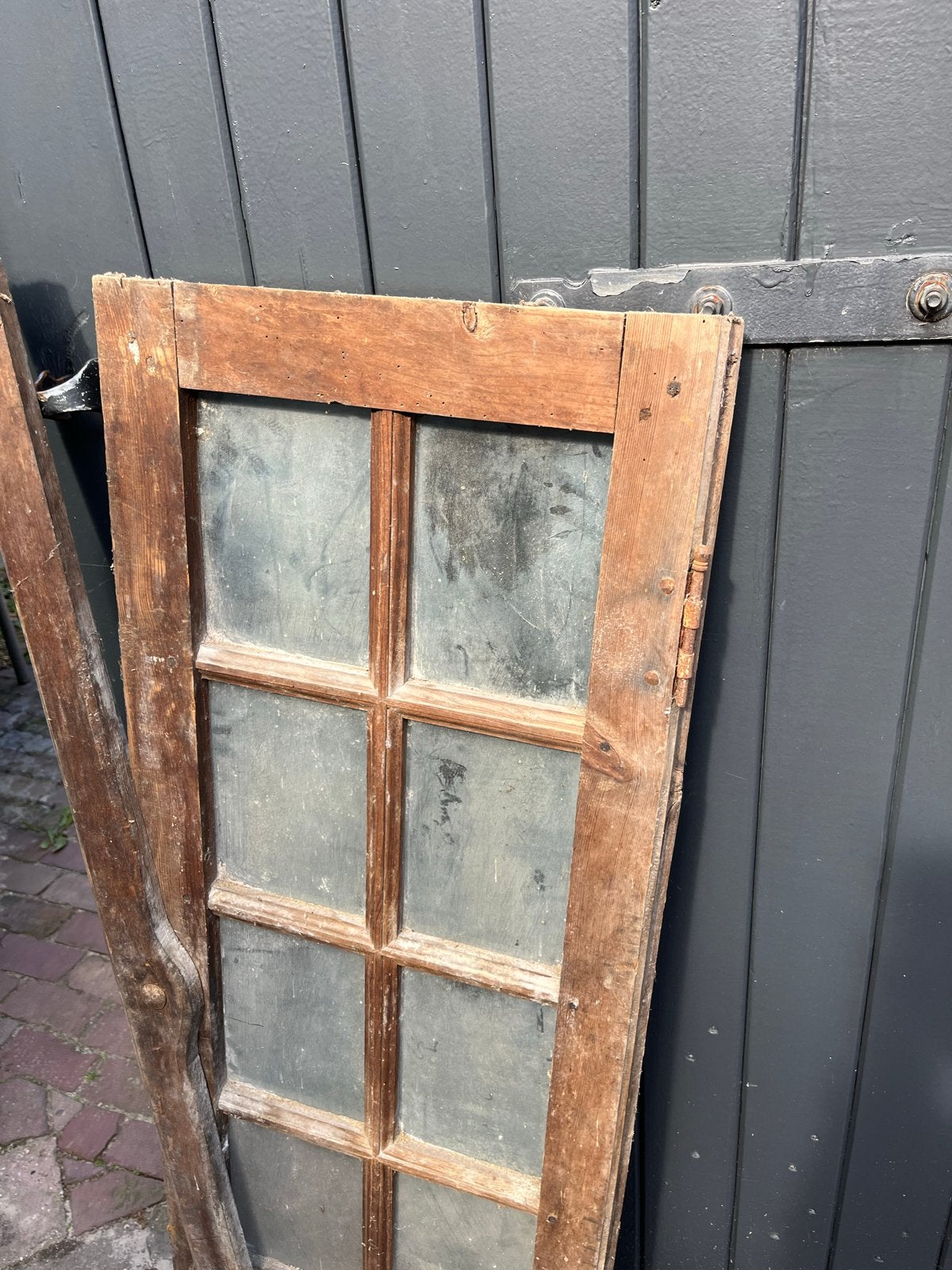 Oude houten deur met melkglas - 130x43 cm, Ophalen, Gebruikt, Minder dan 80 cm, Overige typen
