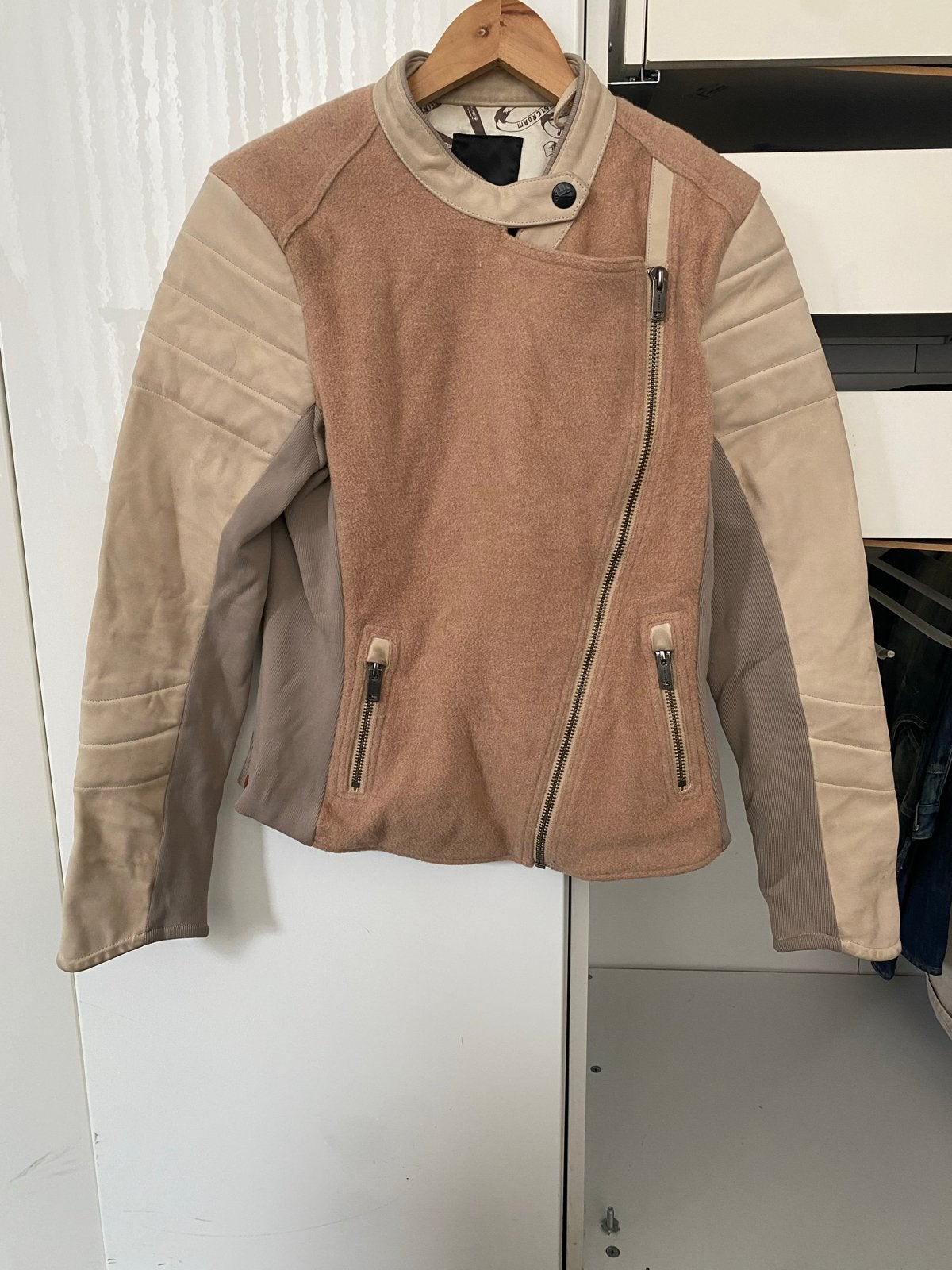 Denham Spy Moto-Dana Leren Jas - Maat L, Kleding | Dames, Jassen | Zomer, Ophalen of Verzenden, Zo goed als nieuw, Maat 42/44 (L)