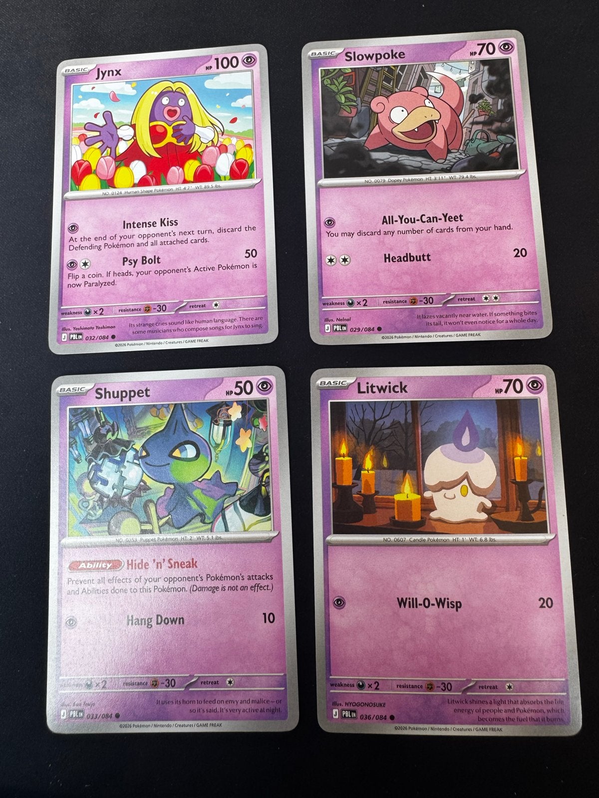 Jynx, Slowpoke, Shuppet, Litwick - Commons - Pitch Black, Ophalen of Verzenden, Zo goed als nieuw, Meerdere kaarten