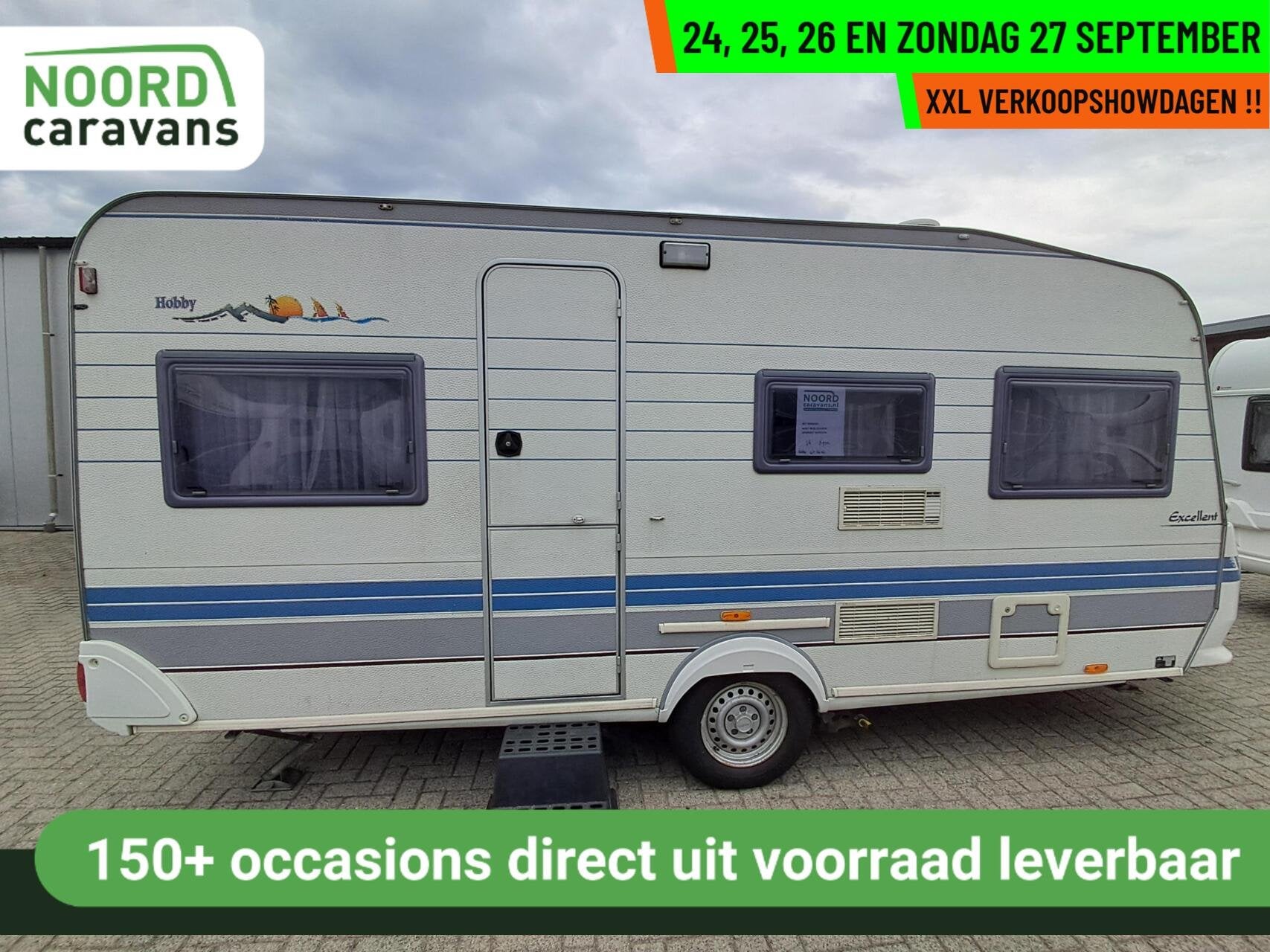 Hobby EXCELLENT 470 MOVER + VOORTENT + DWARSBED (OUTLETPLEIN, Rondzit, Hobby, Bedrijf, Serviceluik