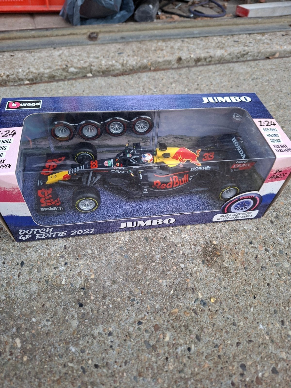 Jumbo Red Bull Racing car Max 1:24, Ophalen of Verzenden, X, Bburago, X