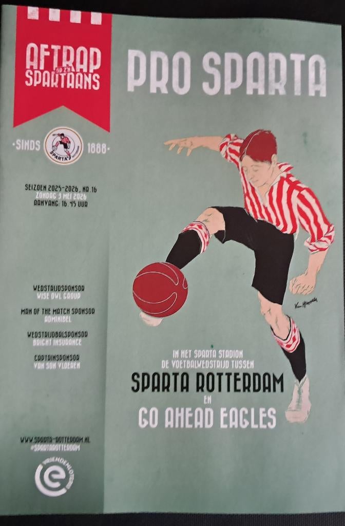 Sparta - Go Ahead Eagles 2025/2026, Ophalen of Verzenden, Nieuw, Overige binnenlandse clubs, Boek of Tijdschrift