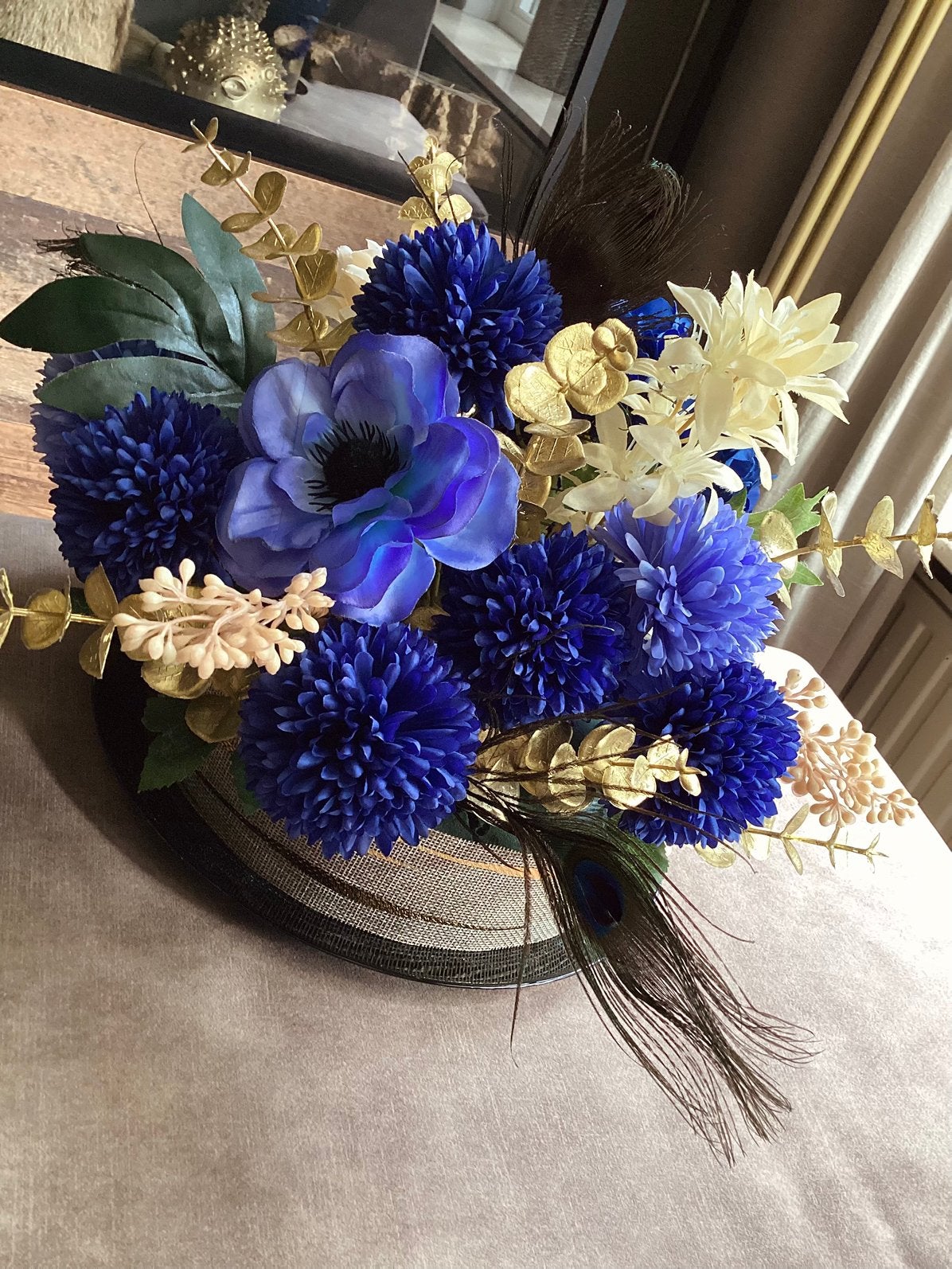 Decoarie Taartje Royal Blue Zijden bloemen, Ophalen of Verzenden, Nieuw