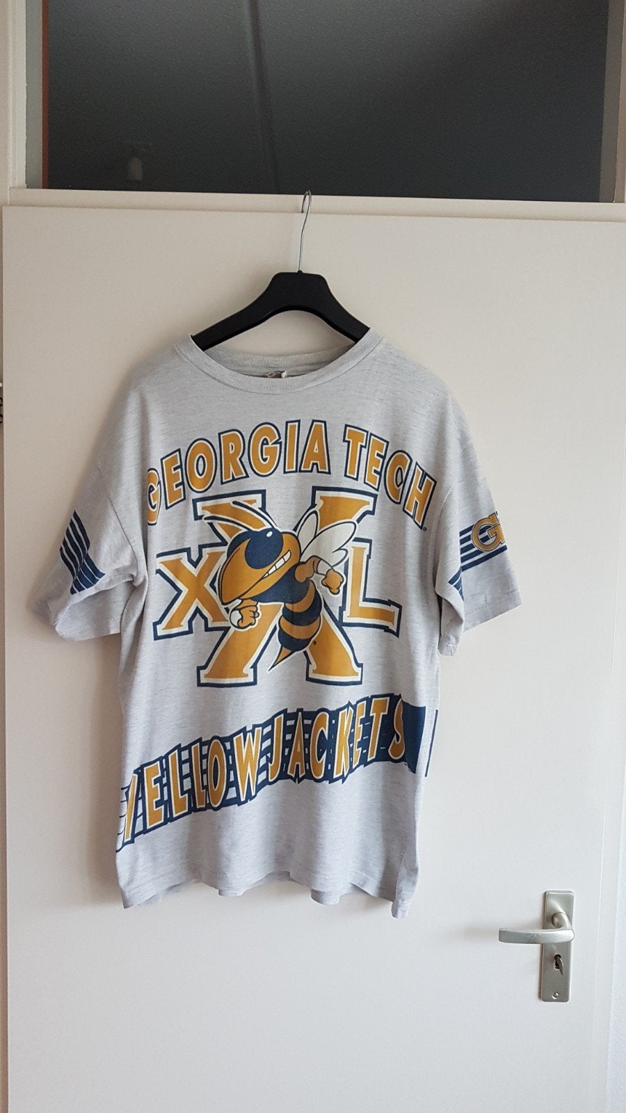 Vintage georgia tech yellow jackets t shirt 90s maat xl, Ophalen of Verzenden, Gedragen, Maat 56/58 (XL), Grijs