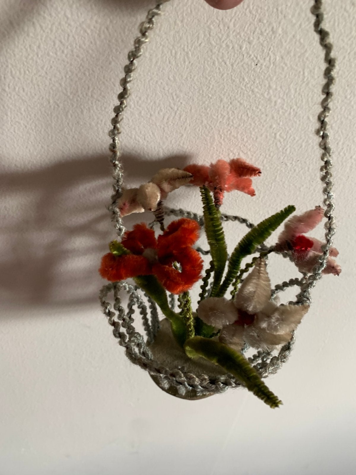 Bijzonder kerst ornament chenille bloemenmand, Gebruikt, T, Ophalen of Verzenden, N