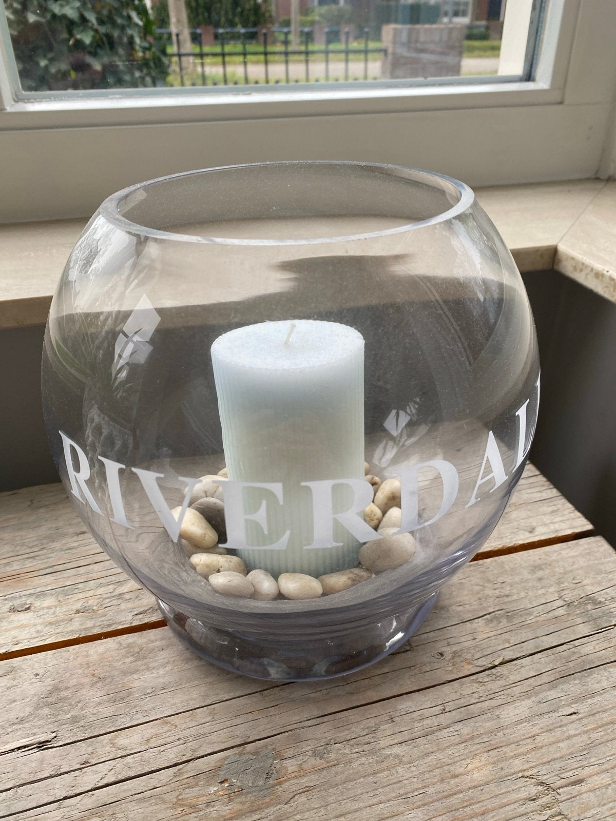 Riverdale Windlicht met kaars en decoratiestenen, Ophalen, Windlicht, Riverdale, Glas