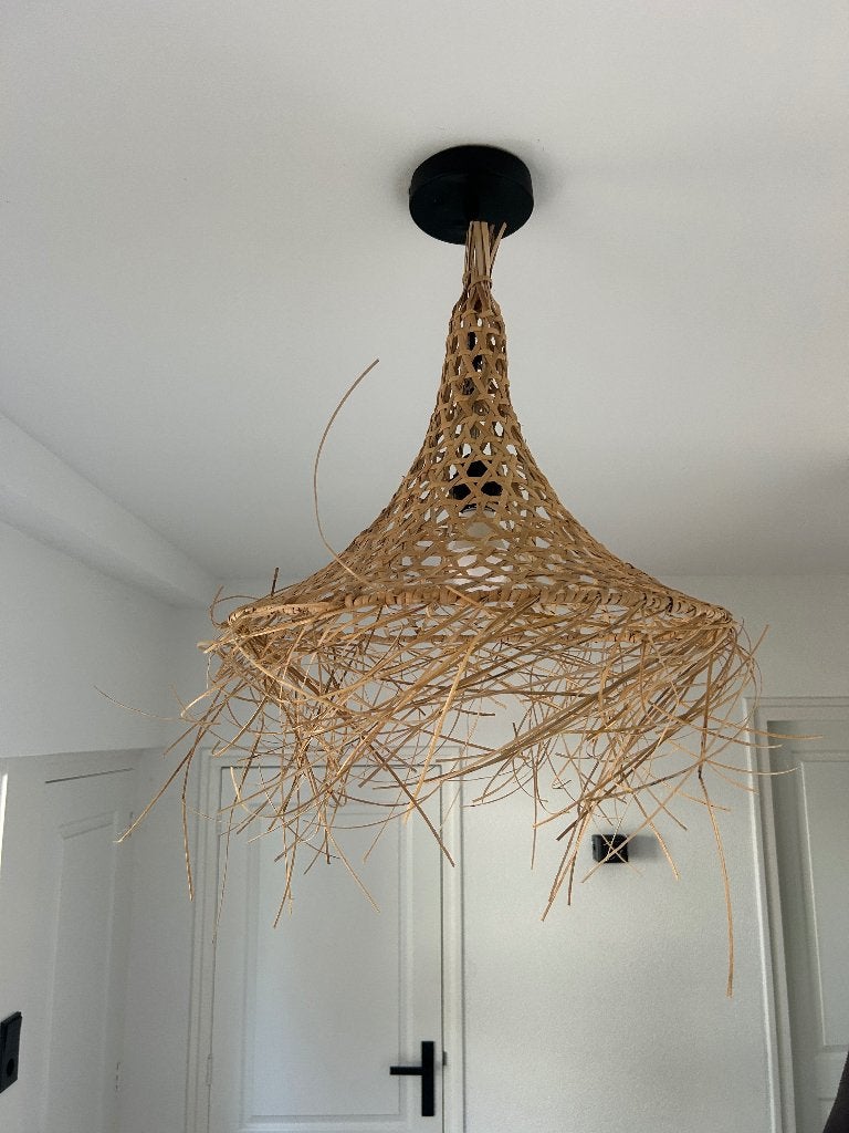 Hanglamp kap, Ibiza, rotan, Bohemian, Natuurlijk materiaal, Overige fittingen, Ophalen of Verzenden
