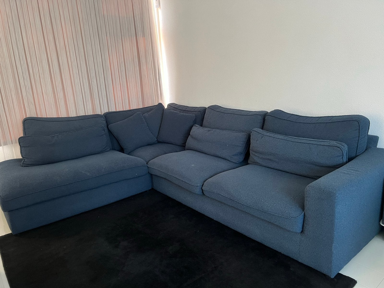 Comfortabele Hoekbank - Blauw teddy Stof, Huis en Inrichting, Banken | Bankstellen, Ophalen, Gebruikt, 100 tot 125 cm, Hoekbank