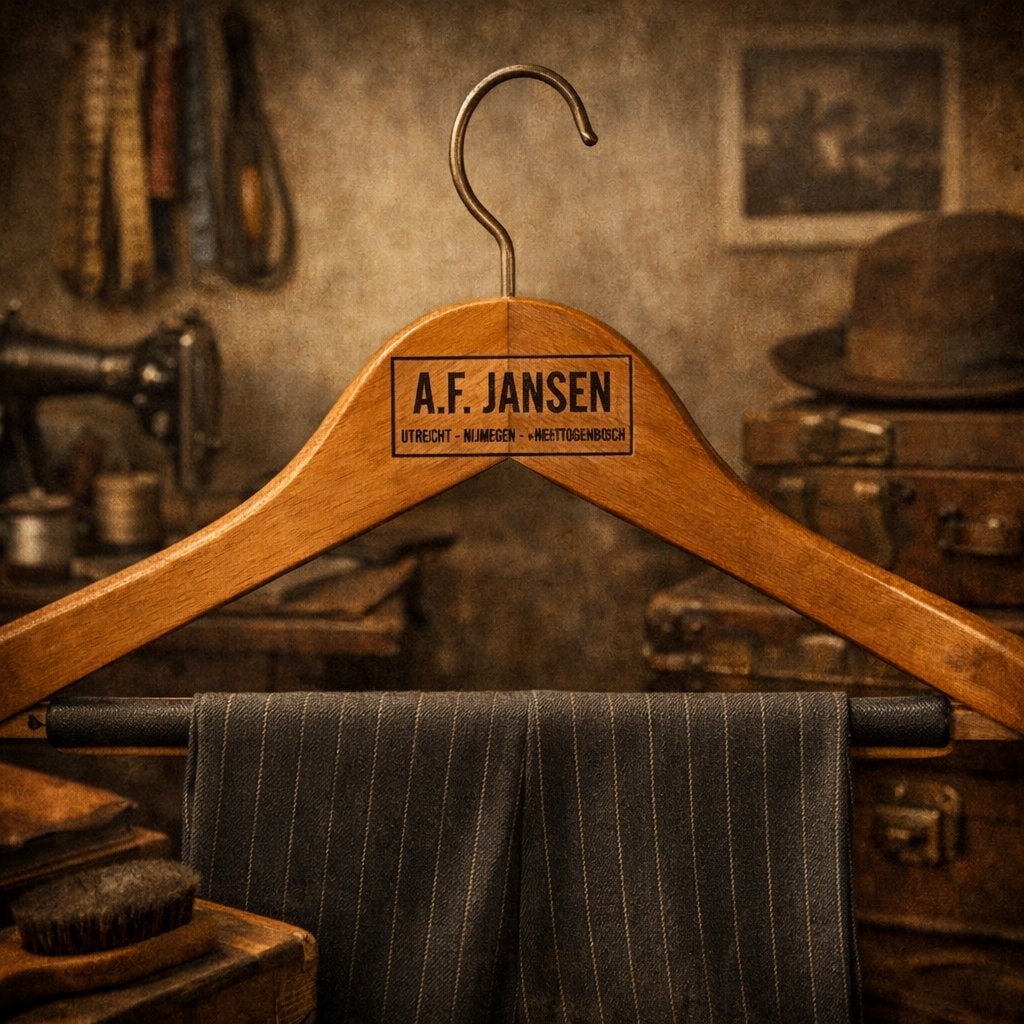 Vintage houten kledinghanger A.F.Jansen - Utrecht - Nijmegen, Verzenden