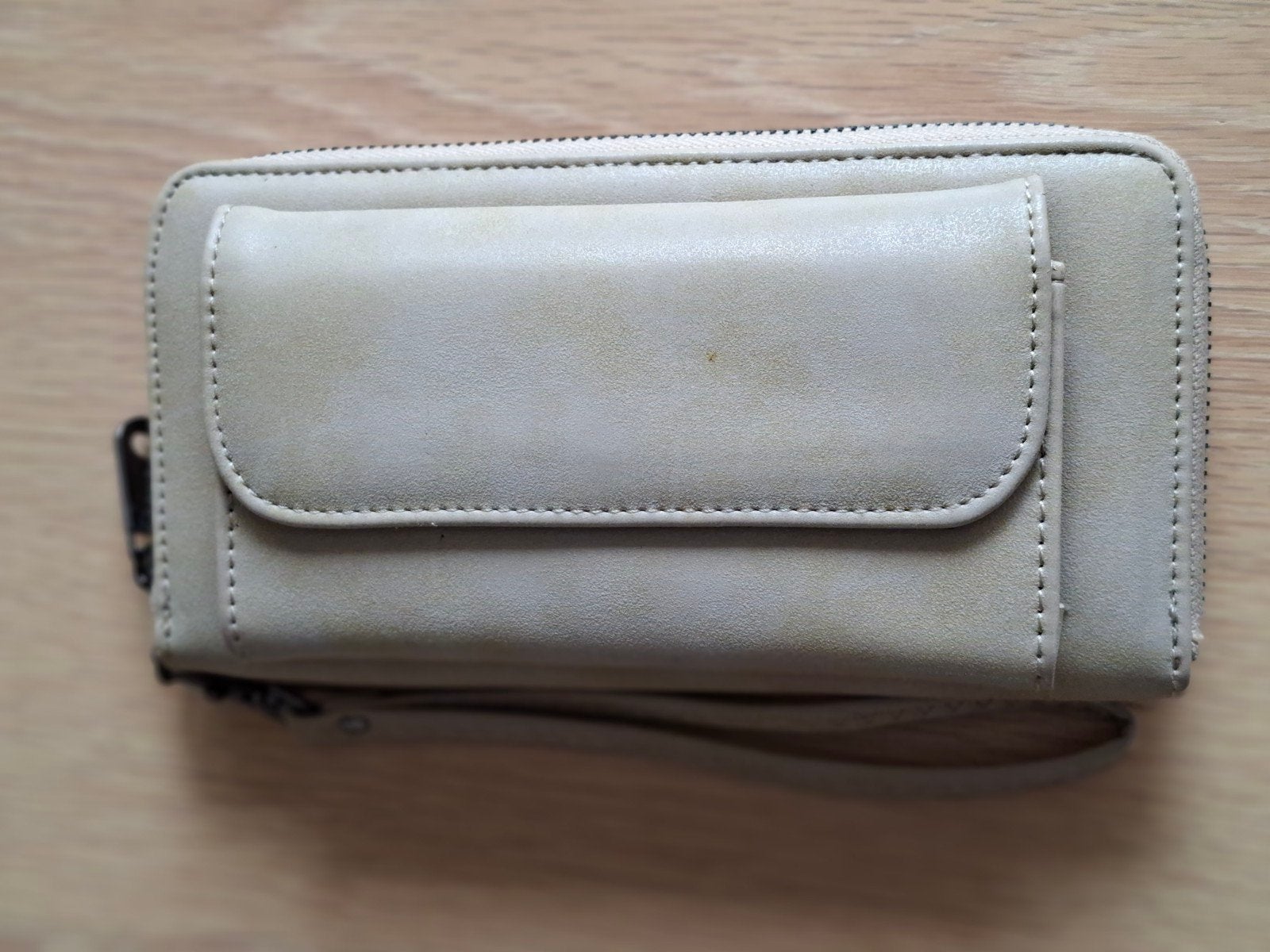 Beige portemonnee met telefoonvak en rits, Ophalen of Verzenden, Nieuw, Beige
