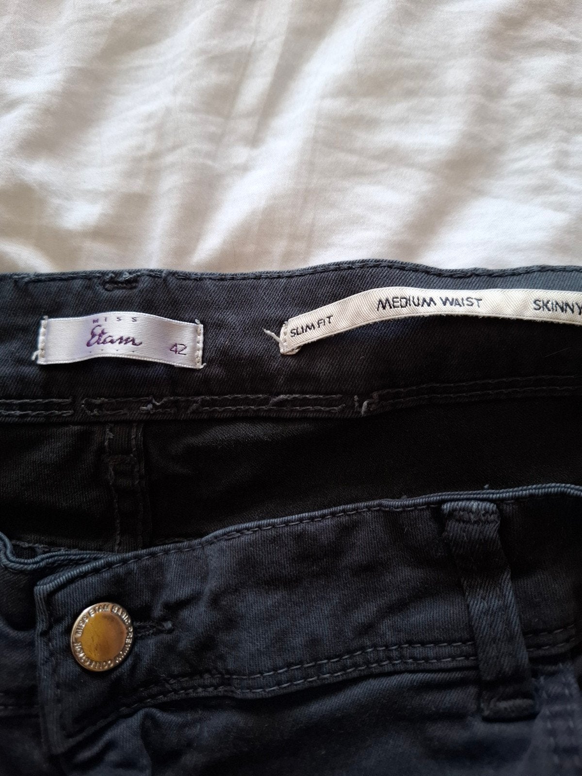Miss Etam skinny jeans maat 44, medium waist, zgan, Zwart, Ophalen of Verzenden, Zo goed als nieuw, Miss Etam