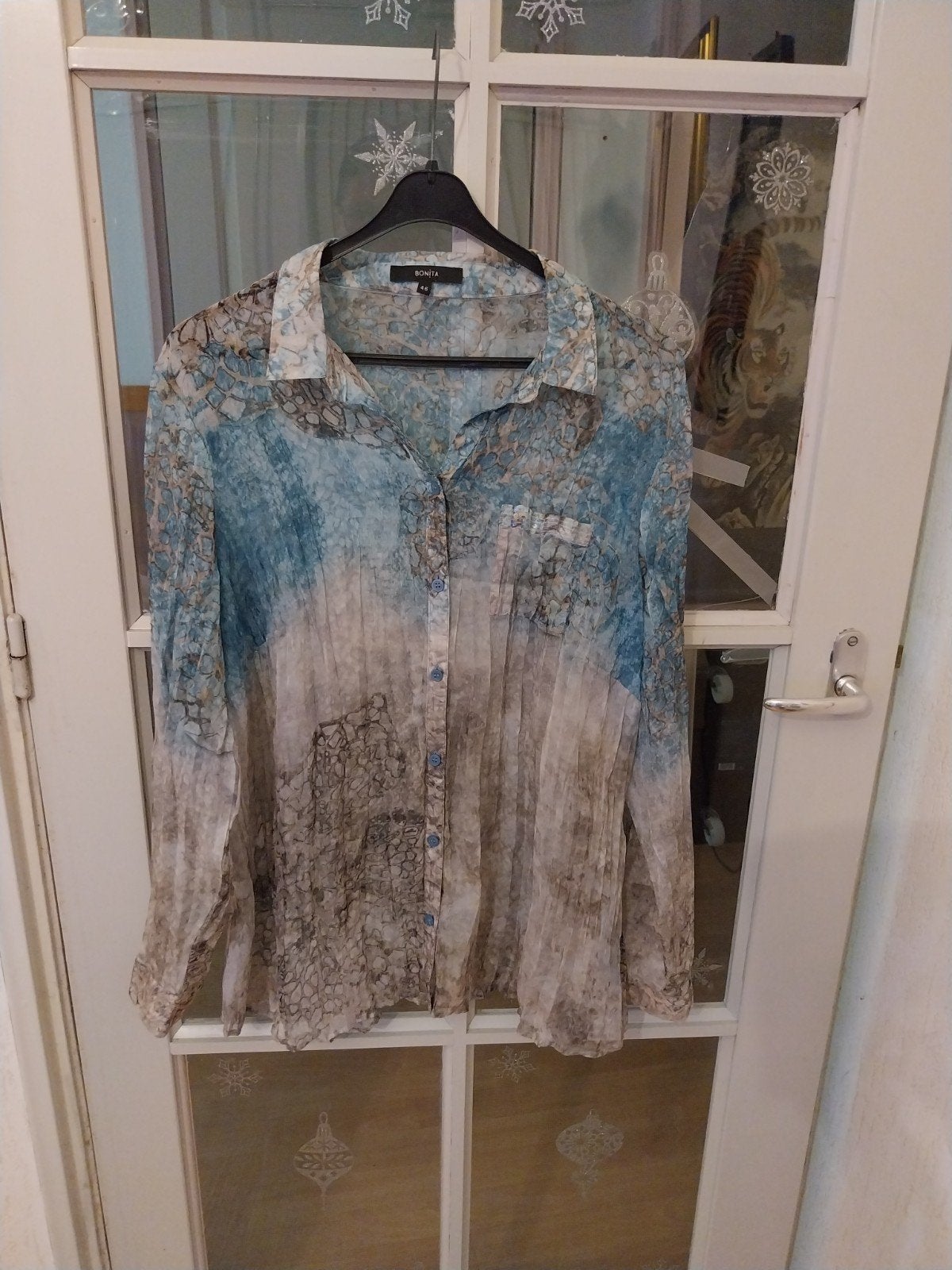 Bonita Blouse met Slangenprint - Maat 46, Blauw, Maat 46/48 (XL) of groter, Bonita, Ophalen of Verzenden