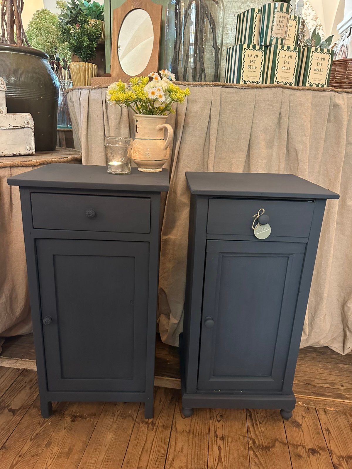Leuke houten set nachtkastjes in de kleur Denim, landelijk, Ophalen, Info@ilfienile.nl, Hoofdstraat 15 De steeg, Il fienile