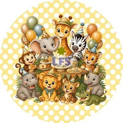 L2818 ouwel safari dieren 20cm eetbare taart print topper, Ophalen of Verzenden, Nieuw, Taarten, Versiering