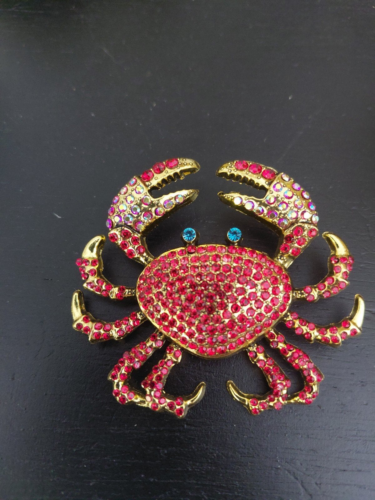 Broche Krab rood stras, Overige materialen, 4 tot 7 cm, Nieuw, Ophalen of Verzenden
