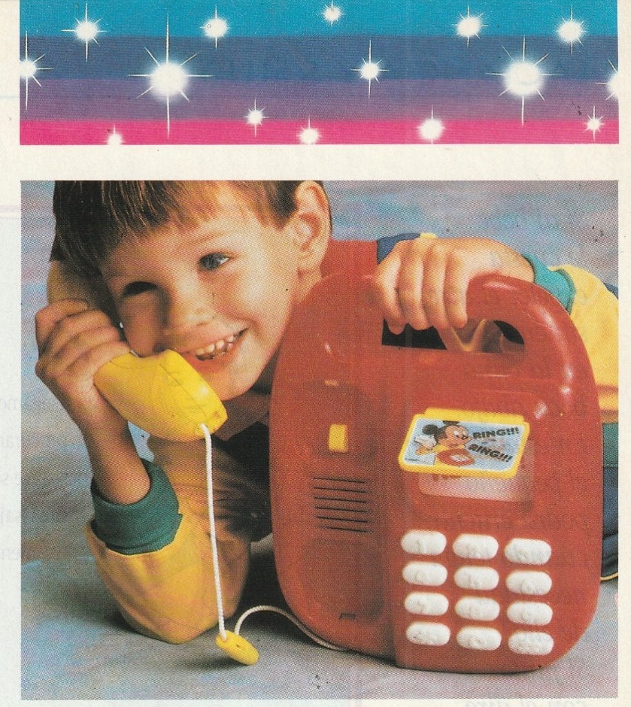 Retro reclame 1990 Mattel Disney telefoon speelgoed, Verzenden, Overige typen