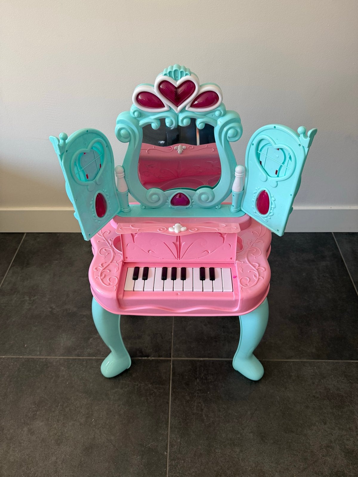 Roze en blauw speelgoedpiano met spiegel, Ophalen, Zo goed als nieuw, Meisje