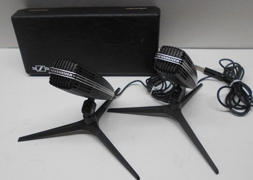 Sennheiser microfoon MD 412 SA,  2 stuks + statief in doos, Ophalen of Verzenden, Gebruikt, Zangmicrofoon